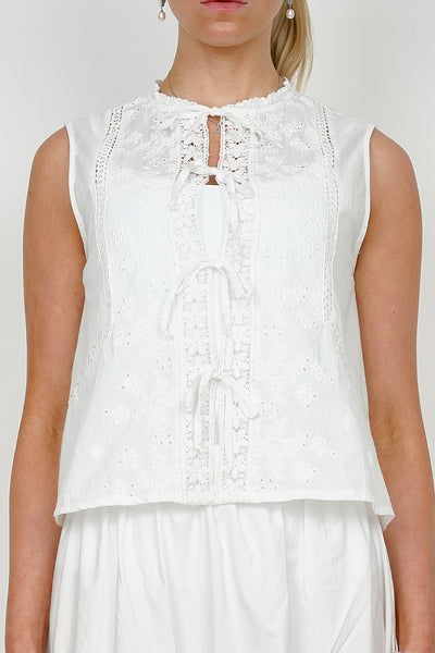 Ycoo Tie Front Sleeveless Top