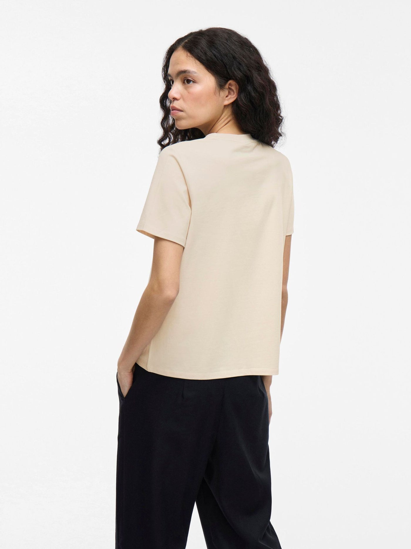 Black Crochet Trim Tee Cream