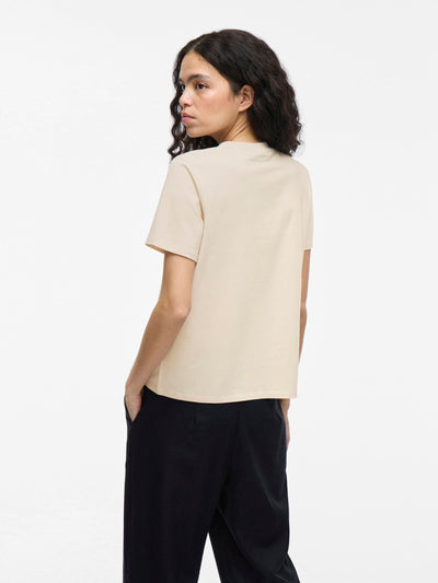 Black Crochet Trim Tee Cream