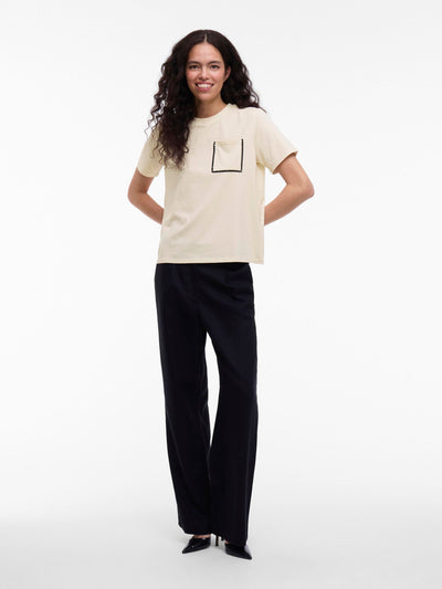 Black Crochet Trim Tee Cream