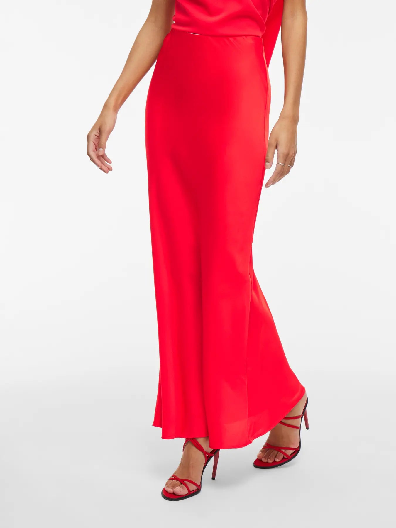 Maxi Satin Skirt Red