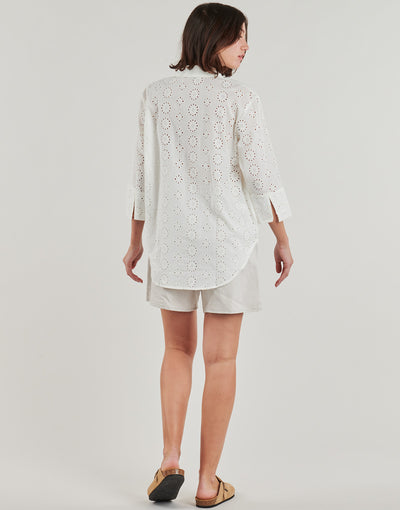 3/4 Sleeve Broiderie Anglaise Shirt White