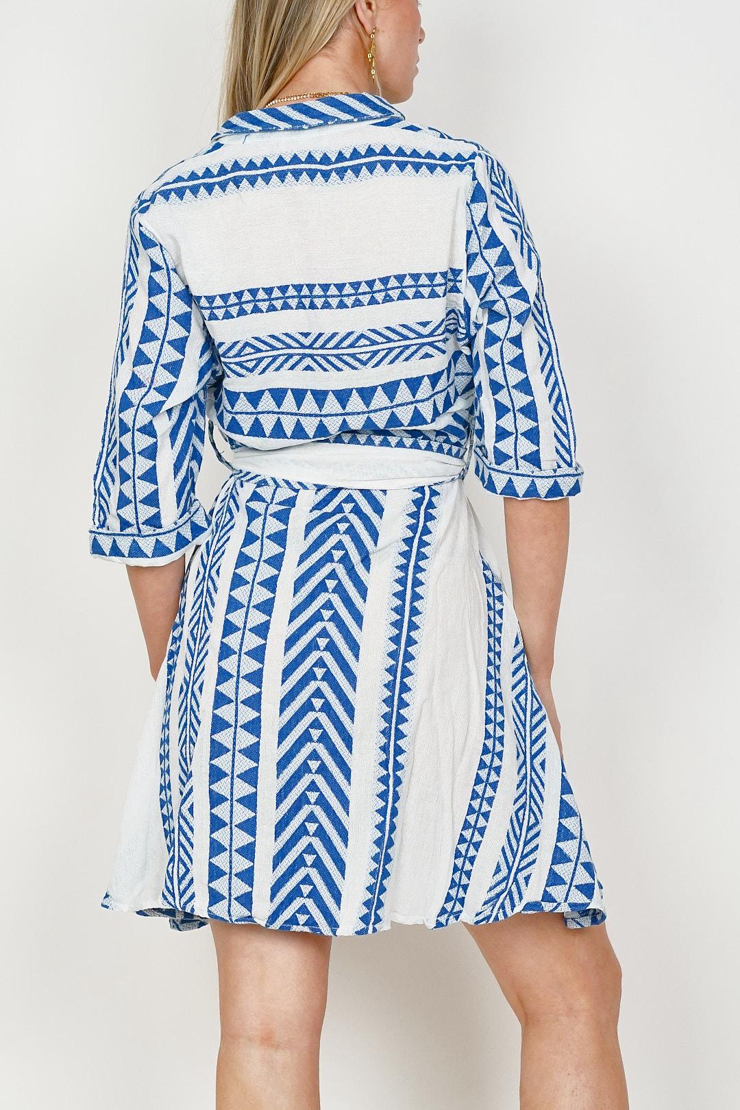 Leya Short Dress Blue/White