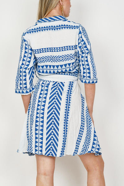 Leya Short Dress Blue/White