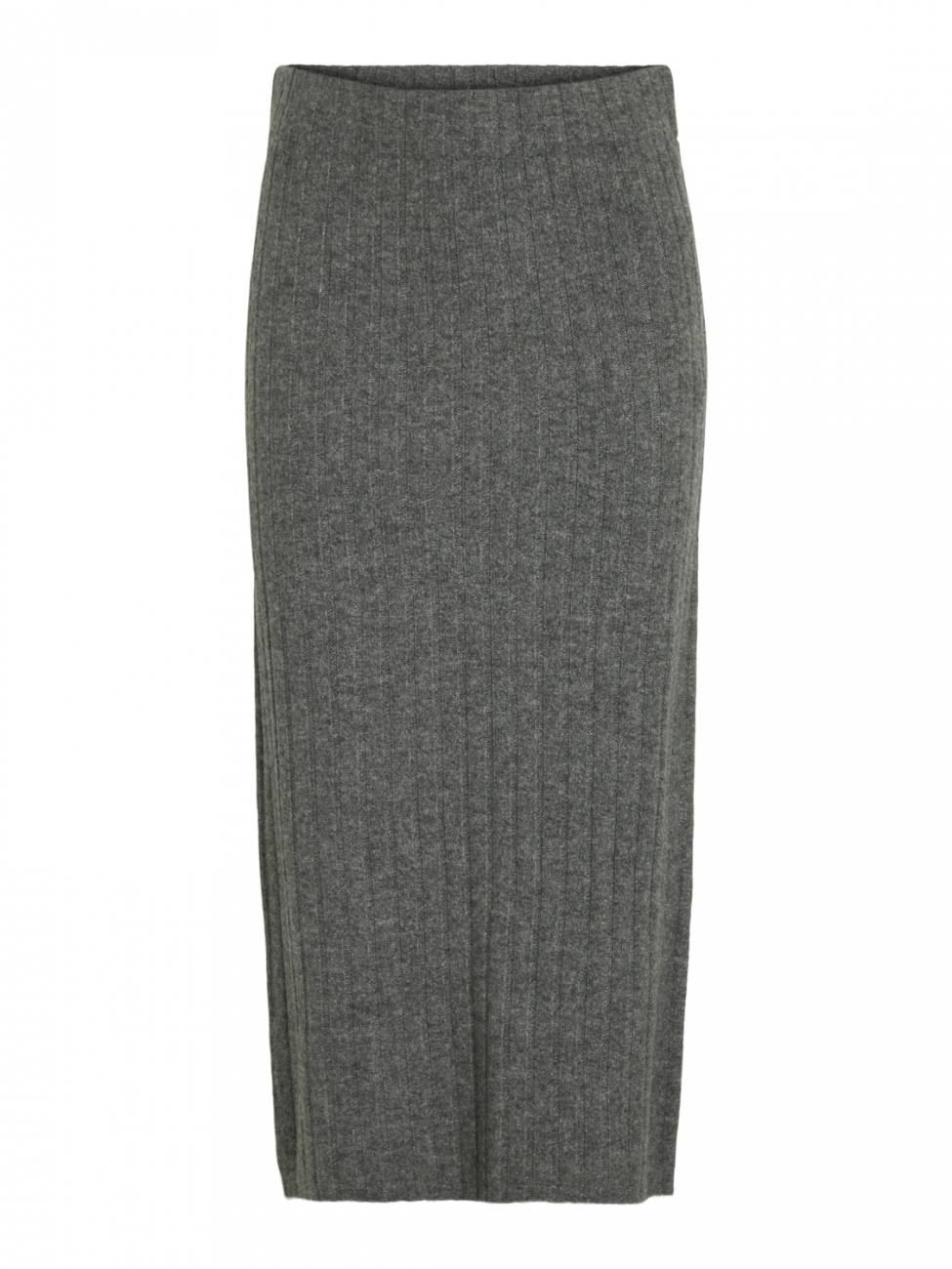 Ribbed Knit Pencil Skirt Grey