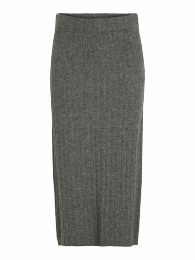 Ribbed Knit Pencil Skirt Grey