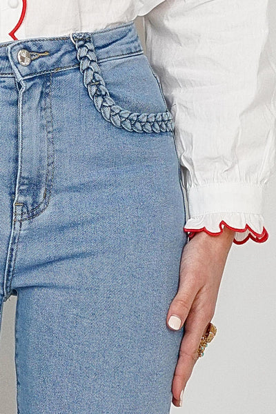 Plait Pocket Jeans Blue