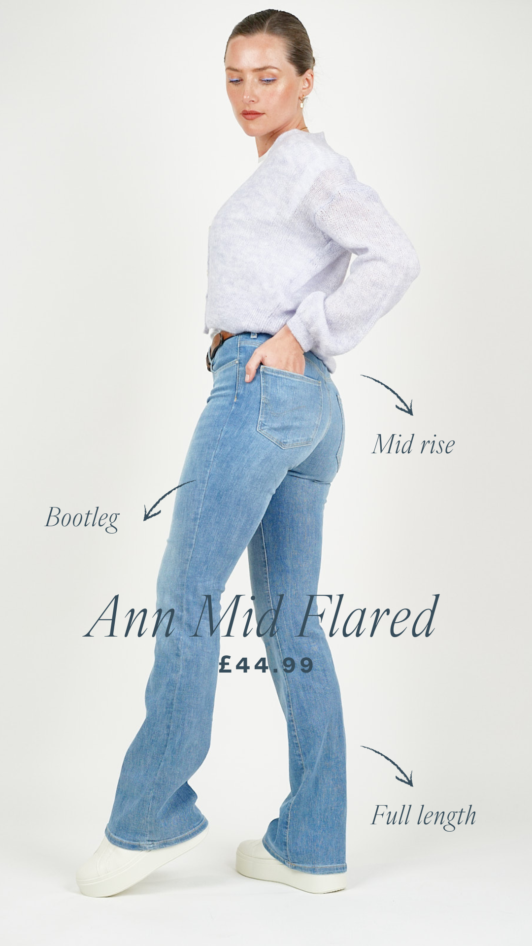 Ann Mid Flare Jeans Ecru