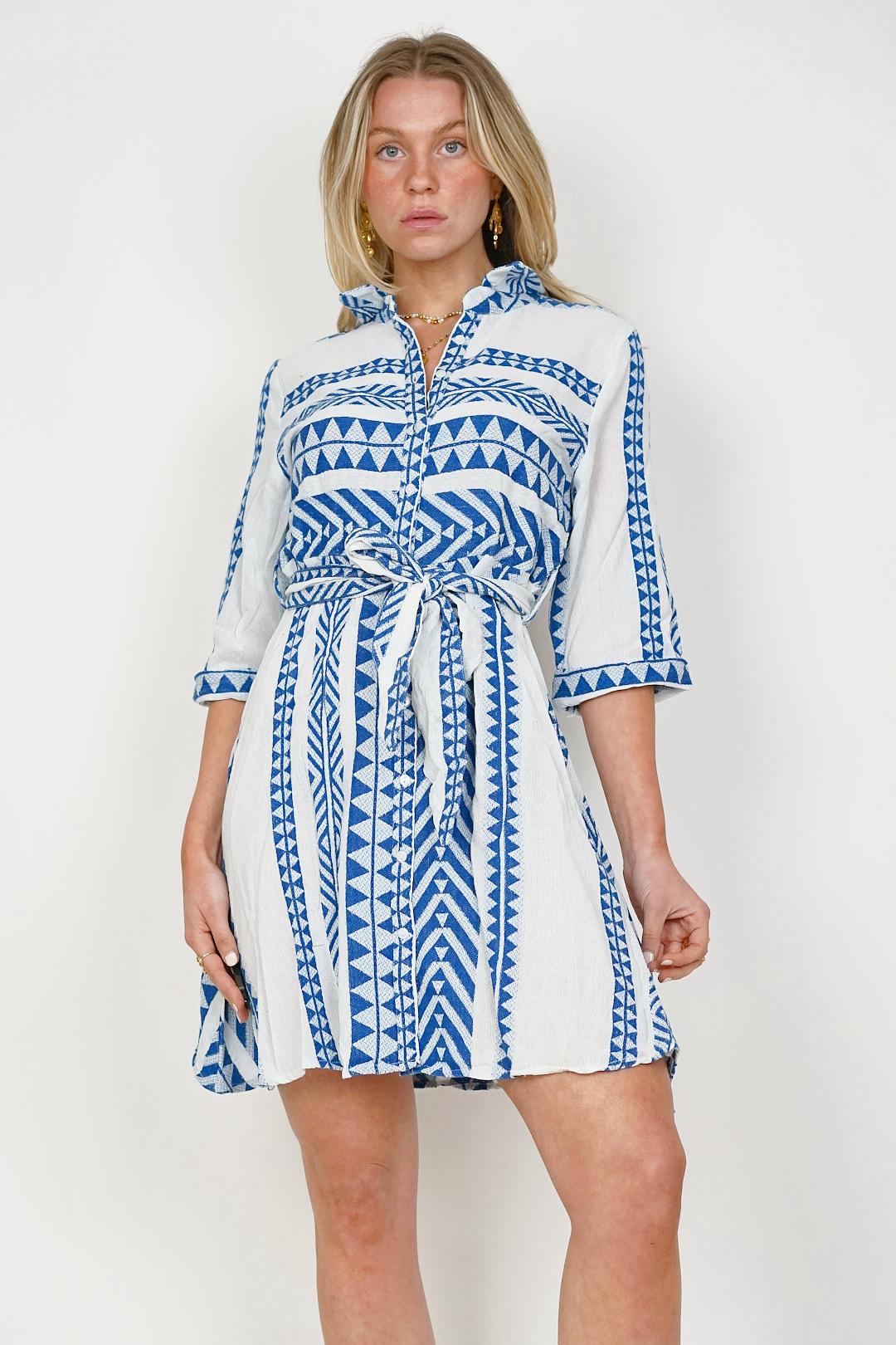 Leya Short Dress Blue/White