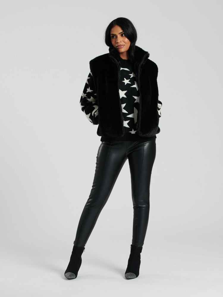 Faux Fur Gillet Black