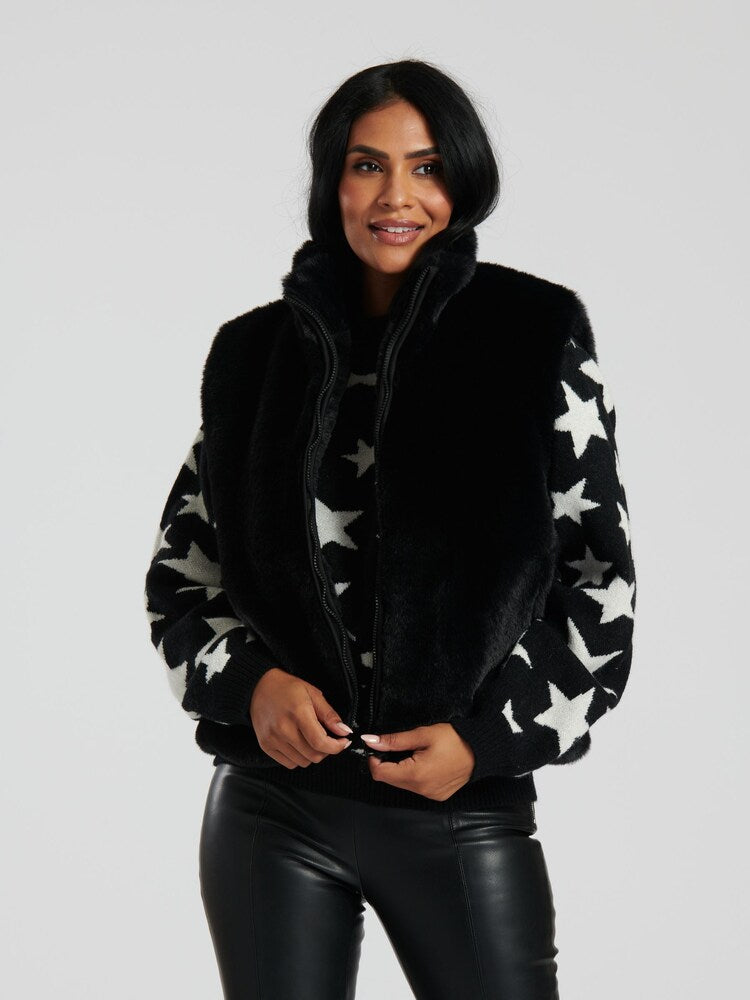 Faux Fur Gillet Black