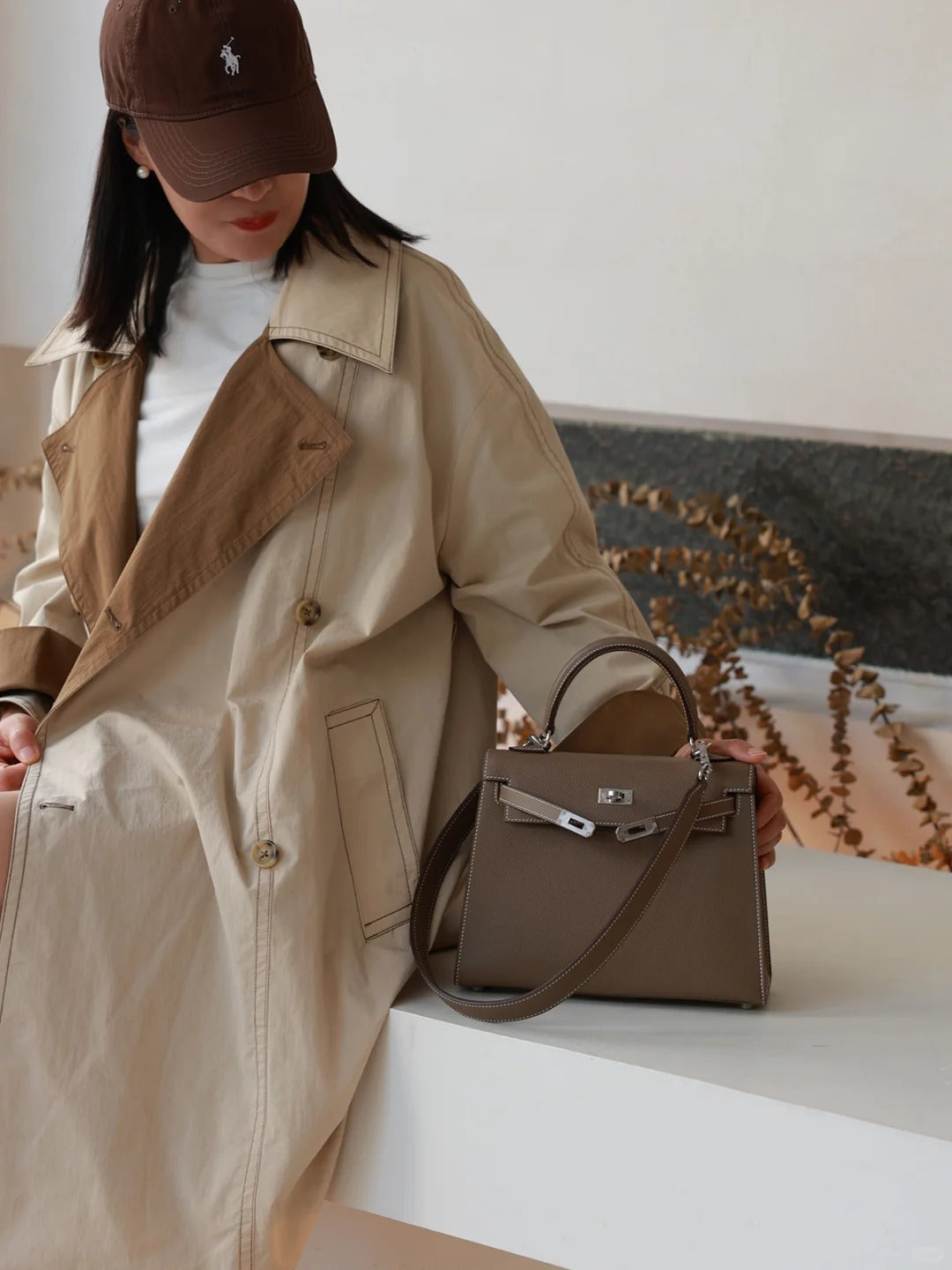 K19cm Kelly Bag Chocolate