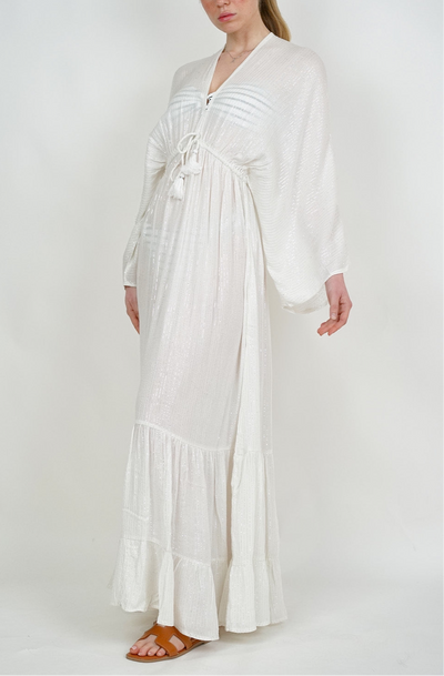 White/Silver Kimono Sleeve Dress