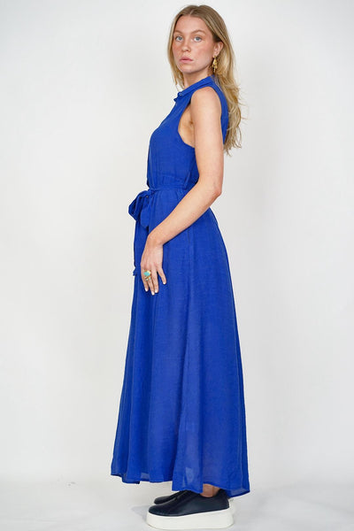 Goa Sleeveless Shirt Dress Cobalt