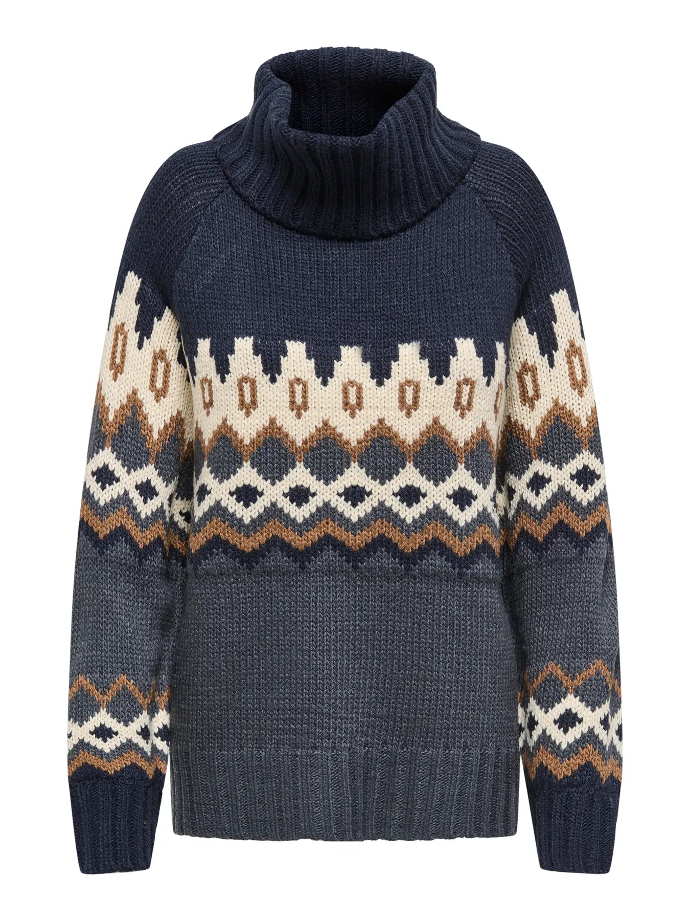 Rock Roll Neck Jumper Blue