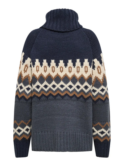 Rock Roll Neck Jumper Blue