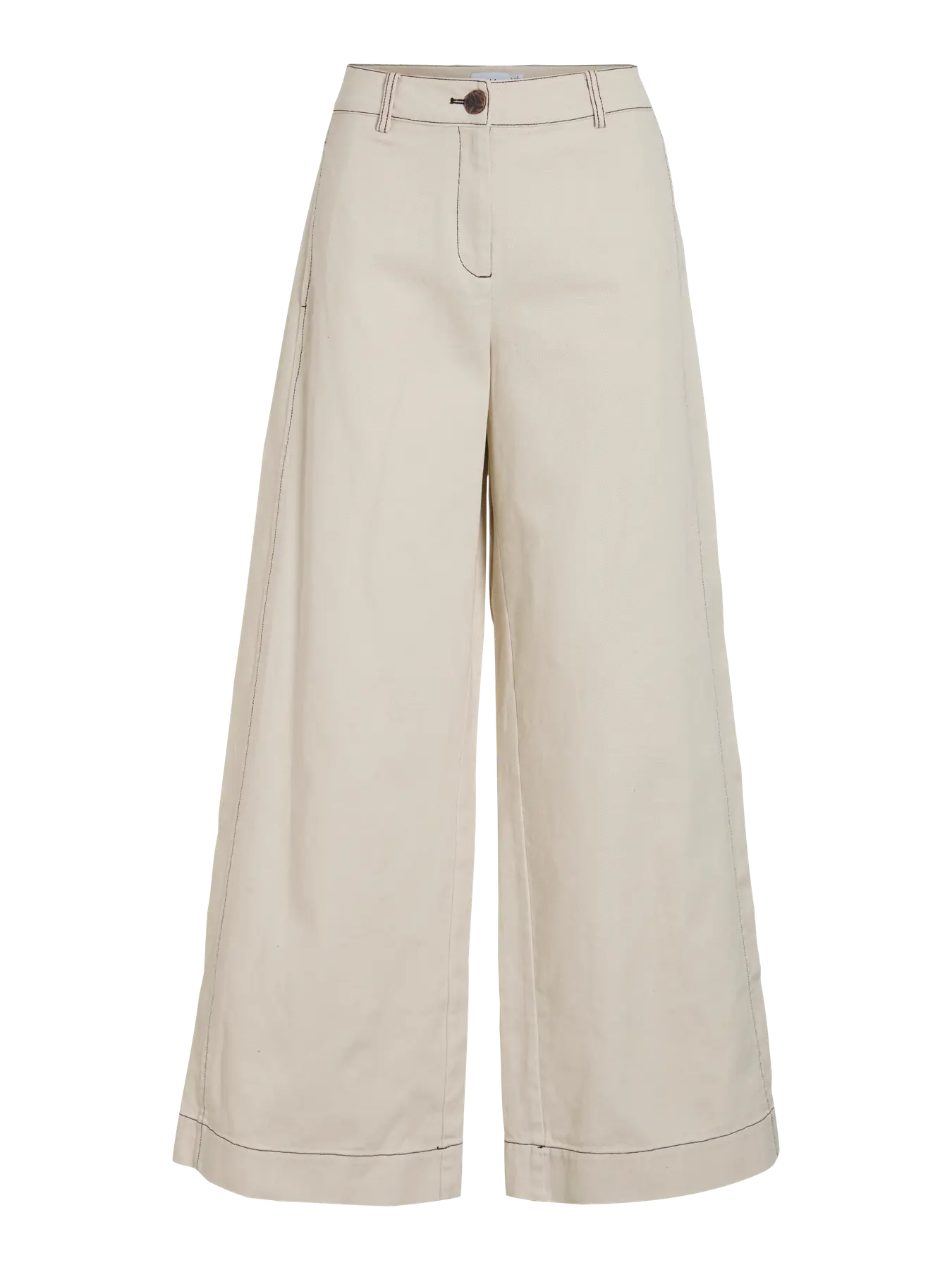 Vila Contrast Stitch White Trousers