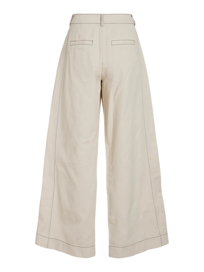 Vila Contrast Stitch White Trousers