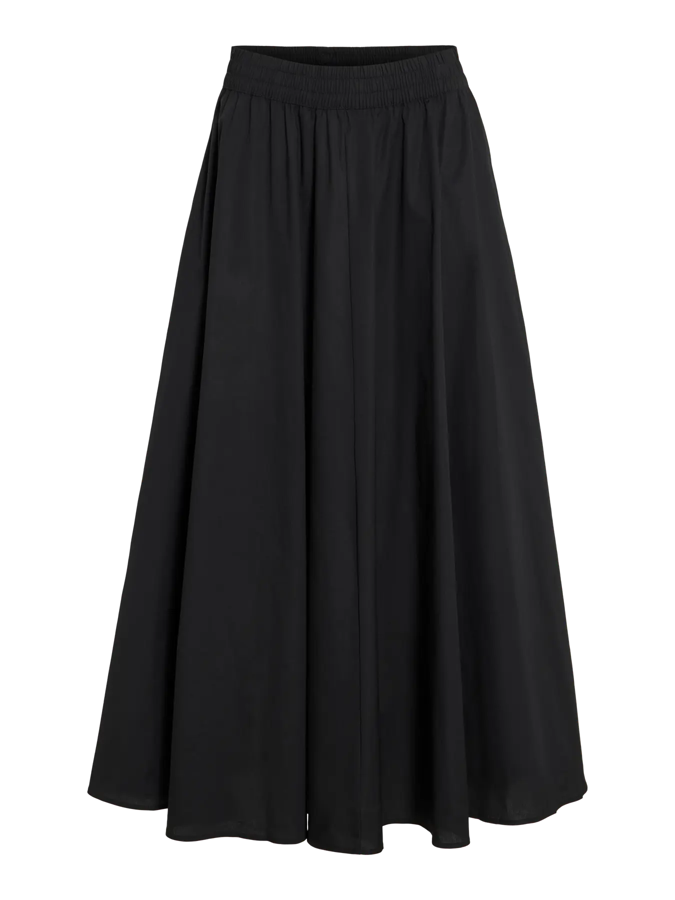 Black Poplin Maxi A-Line Skirt