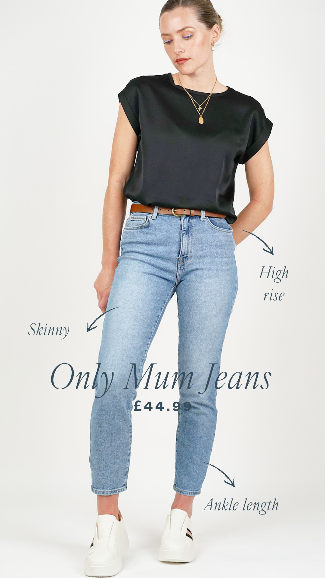 Only Mum Jeans Sewn Edge White
