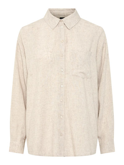 Loose Linen Blouse Beige