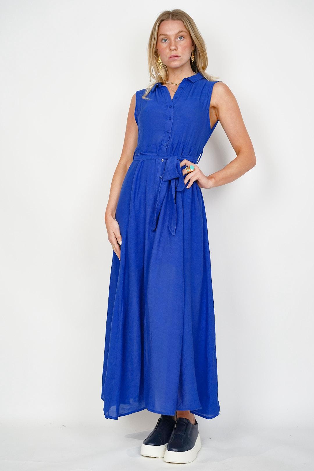 Goa Sleeveless Shirt Dress Cobalt