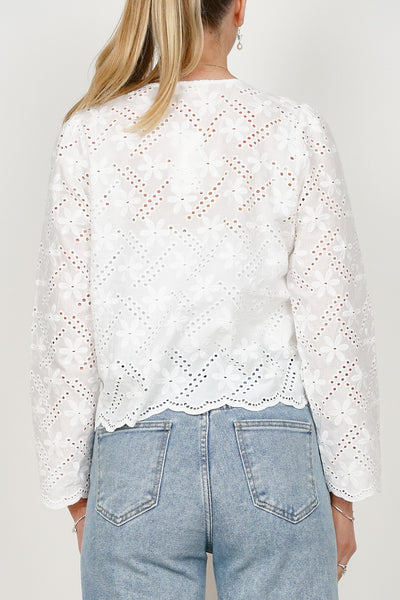 Ycoo Tie Front Broiderie Blouse