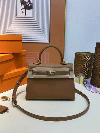 K19cm Kelly Bag Chocolate