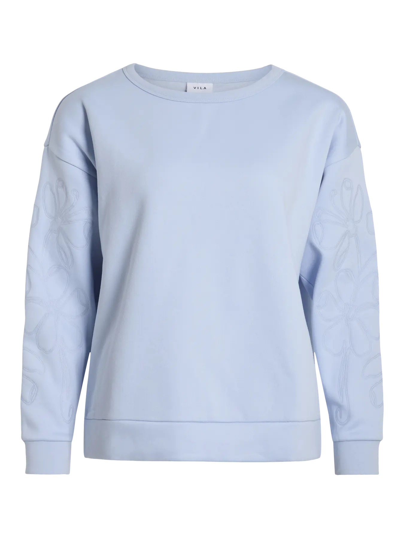 Embroidered Sleeve Sweatshirt Blue
