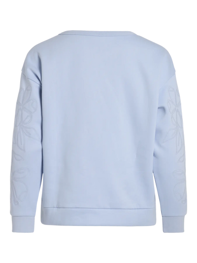 Embroidered Sleeve Sweatshirt Blue