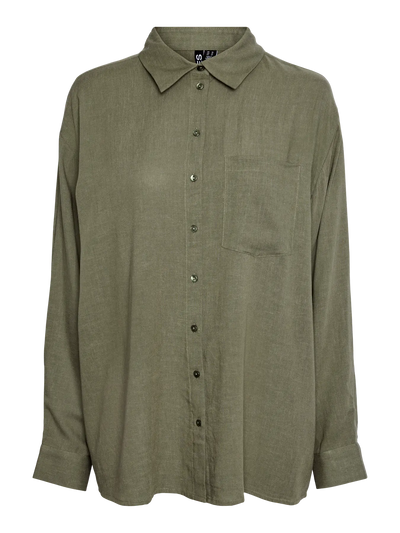 Loose Linen Blouse Khaki