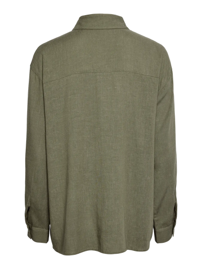 Loose Linen Blouse Khaki