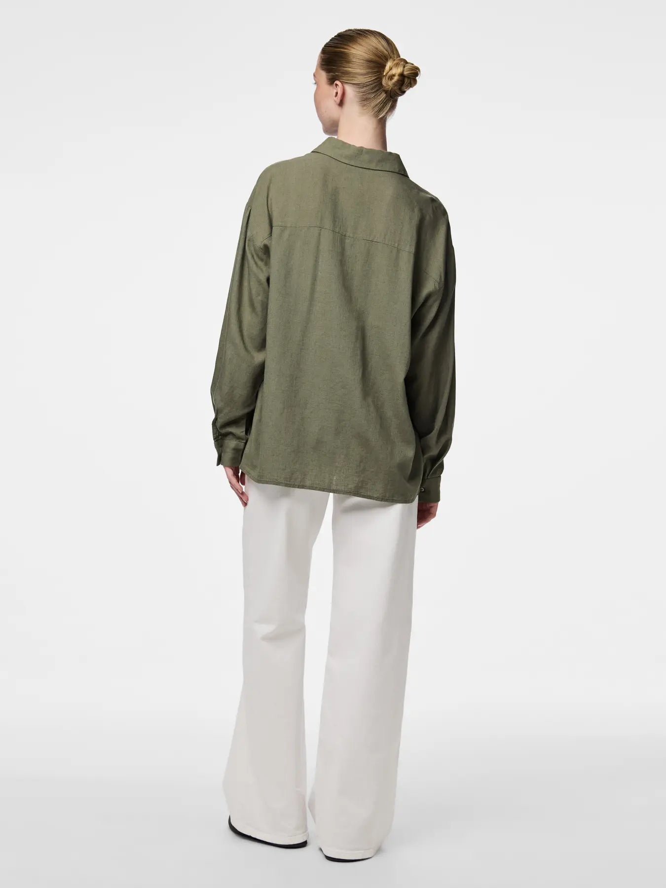 Loose Linen Blouse Khaki