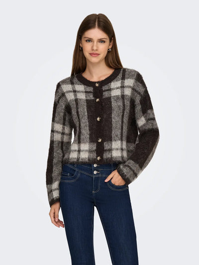 Tartan Cardigan Coffee
