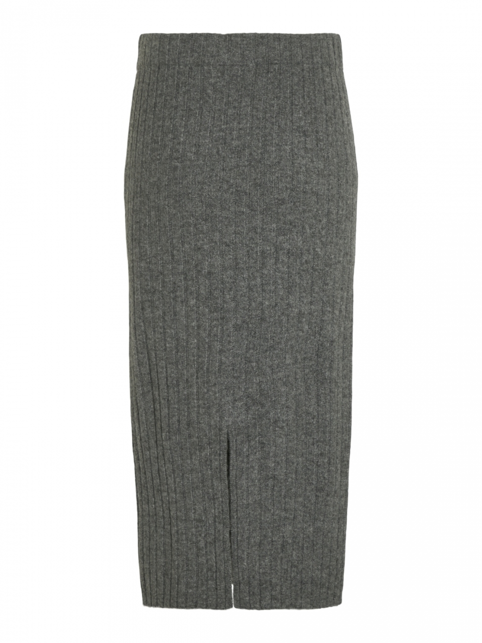 Ribbed Knit Pencil Skirt Grey