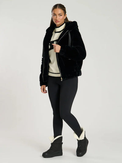 Faux Fur Bomber Jacket Black