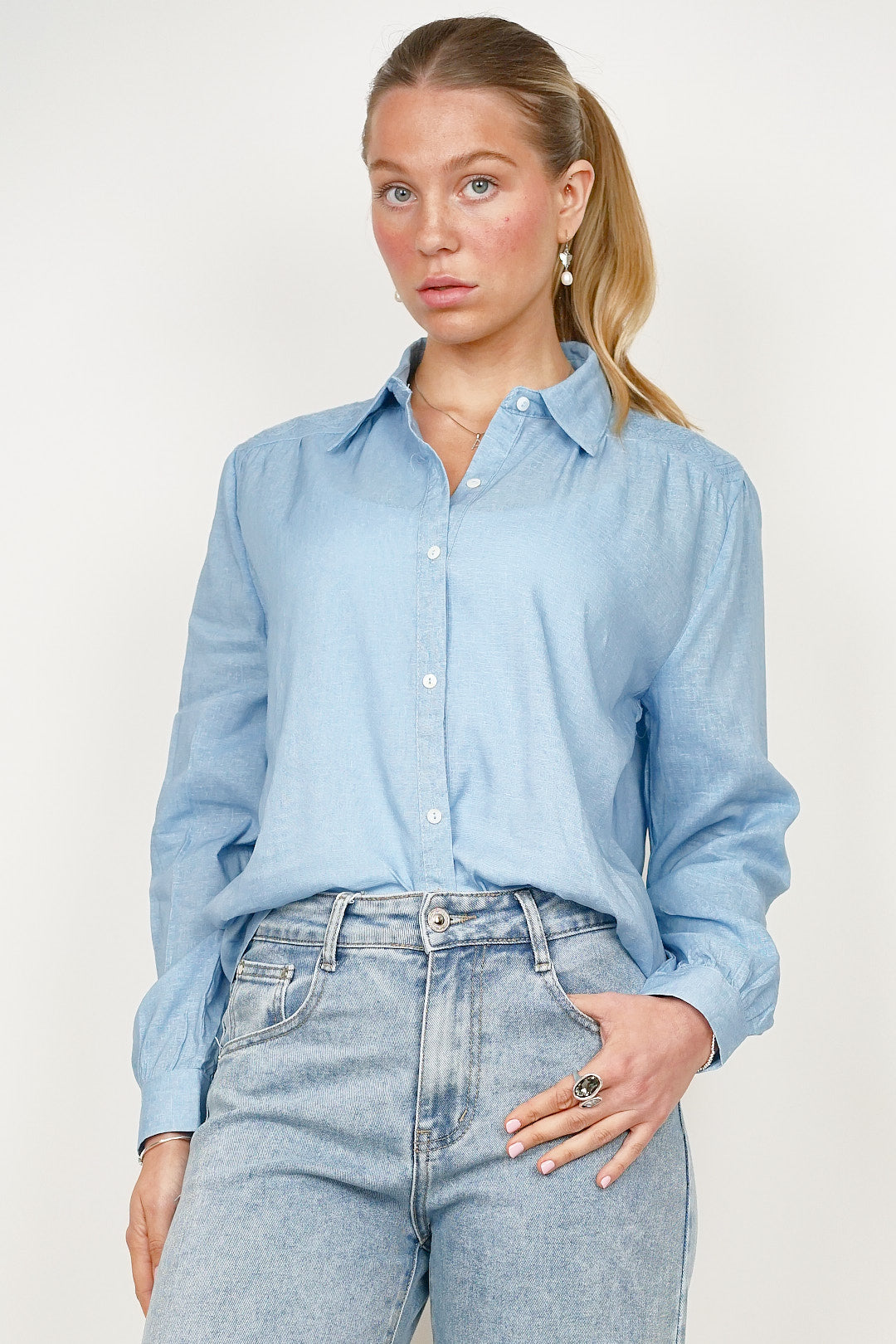 Cherry Blue Swirl Blouse