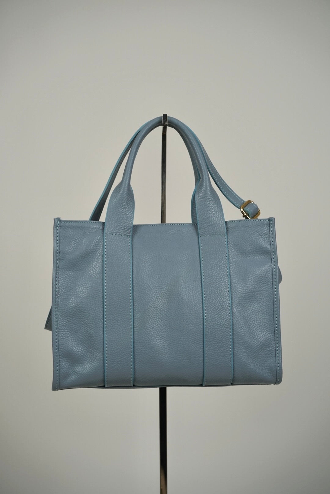 Leather Zip Up Tote Bag Sky