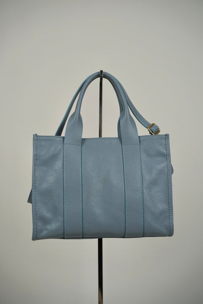 Leather Zip Up Tote Bag Sky