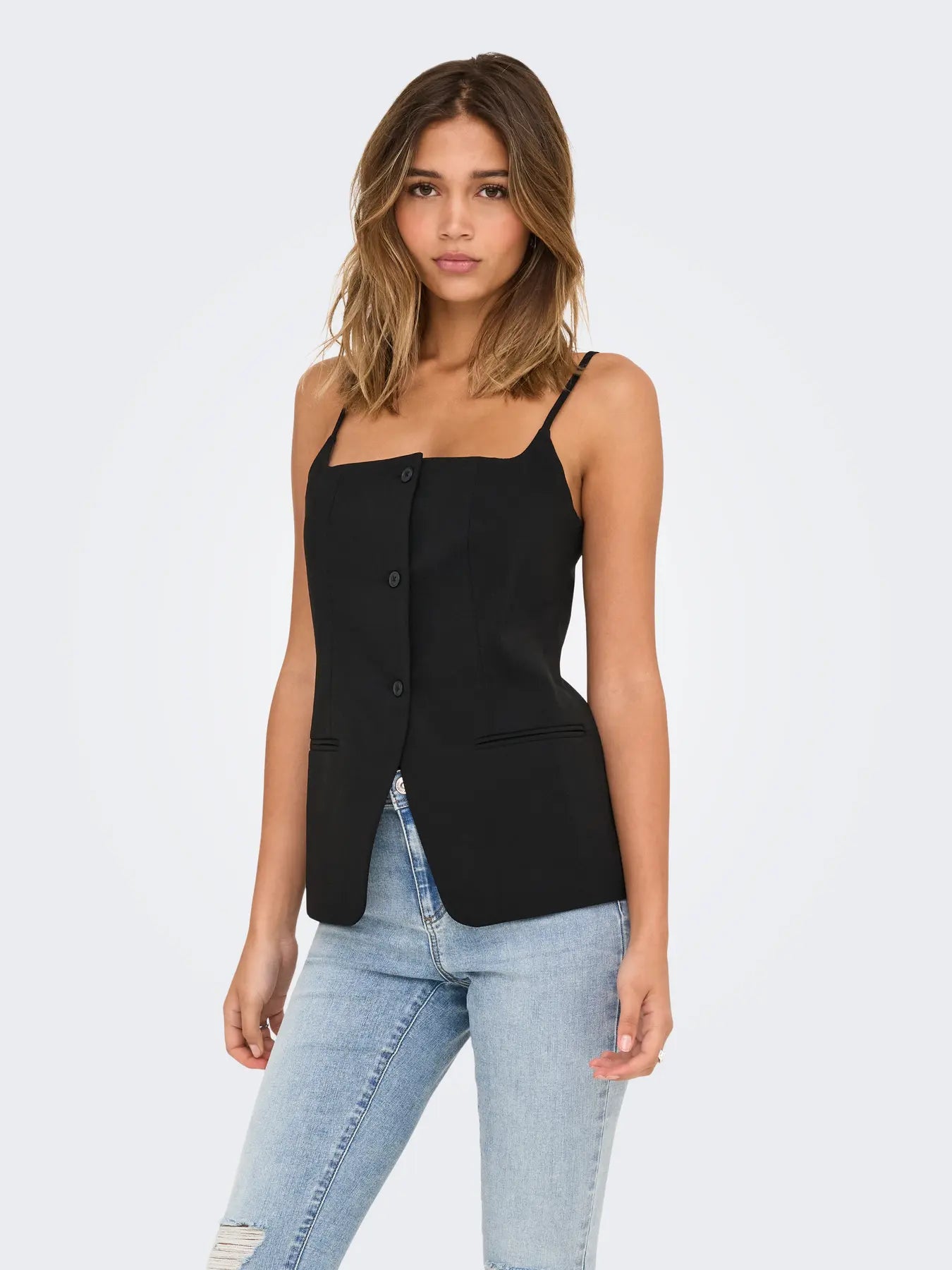 Adora Waistcoat Top Black