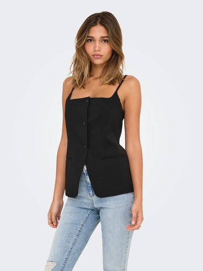 Adora Waistcoat Top Black