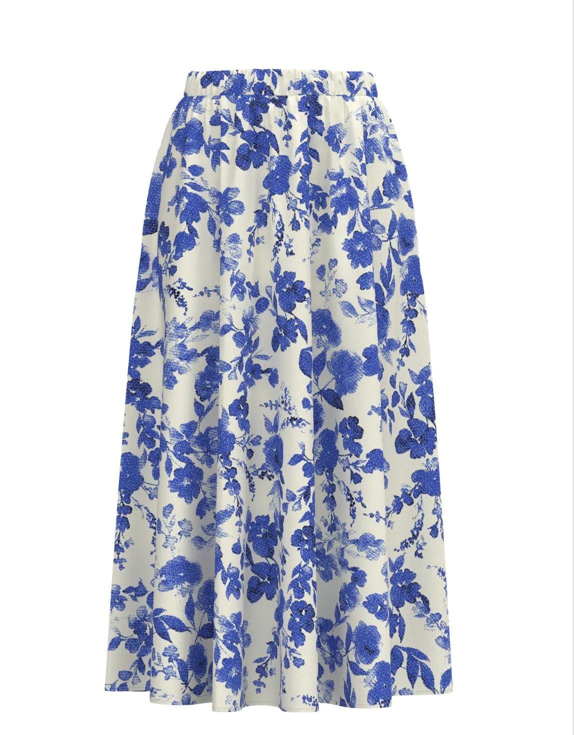 A Line Maxi Skirt Floral Blue