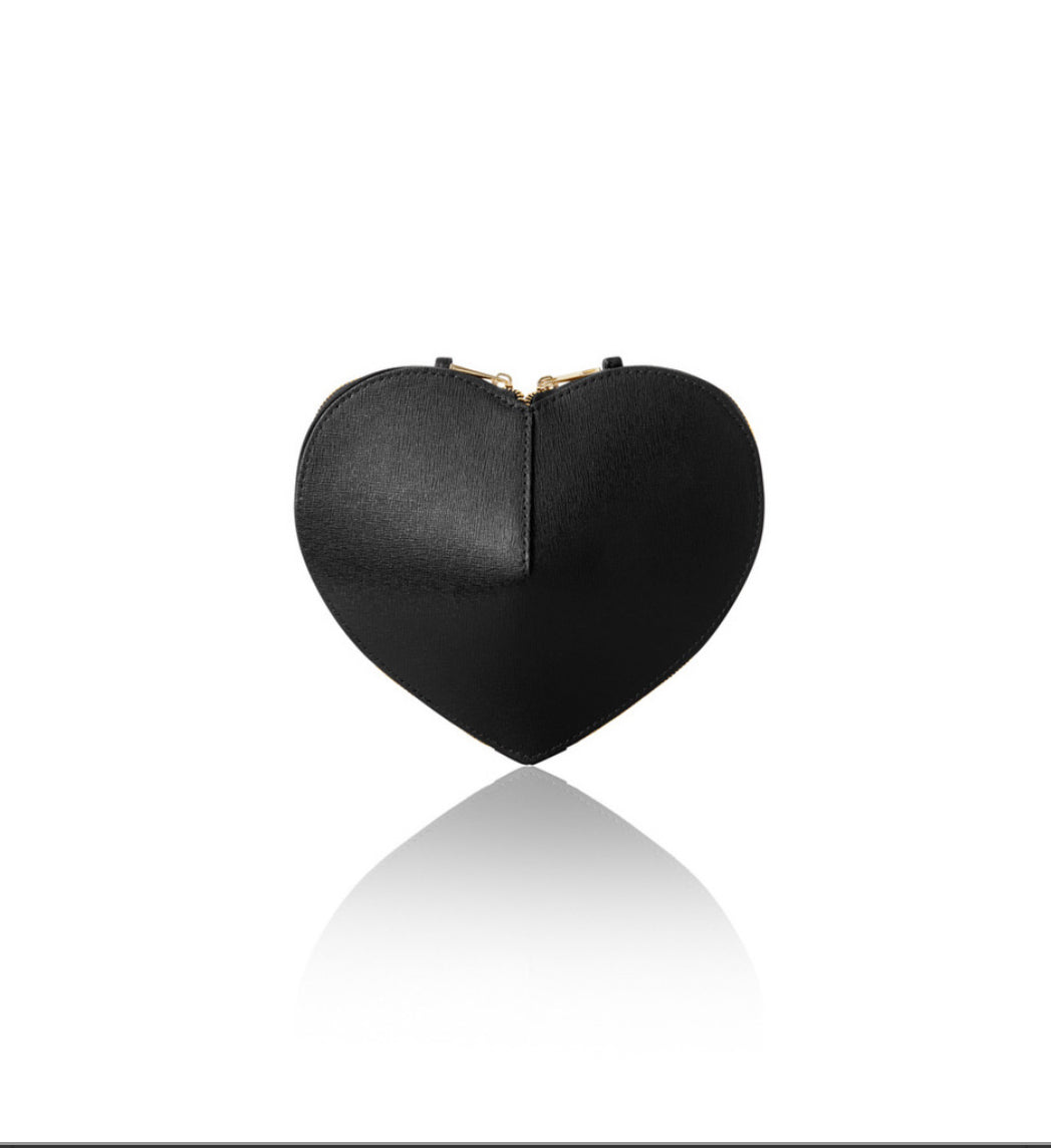 Leather Heart Bag Black