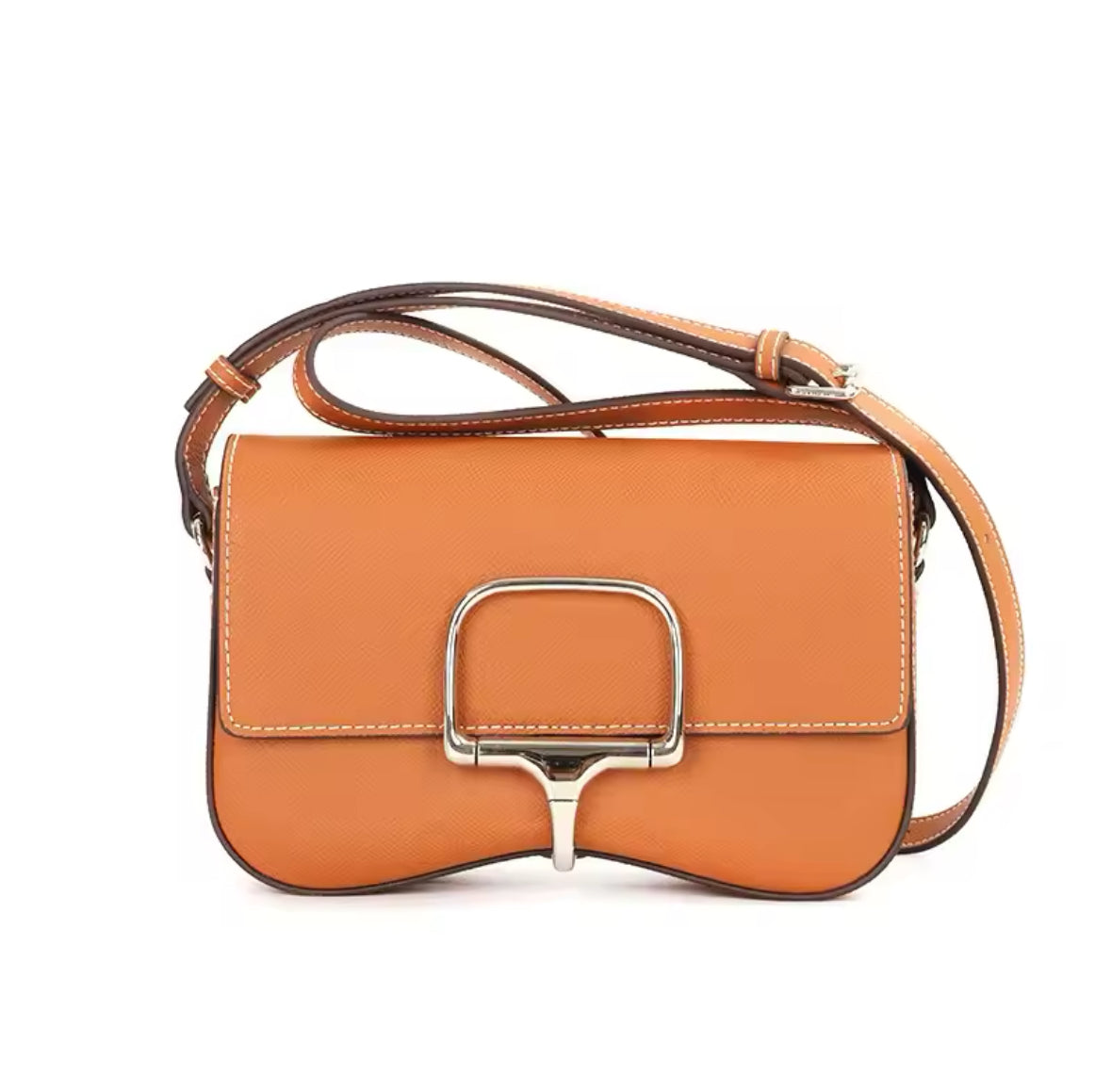 Leather Horse Bit Cross Body Bag Tan