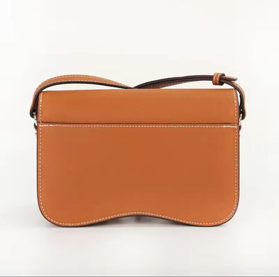 Leather Horse Bit Cross Body Bag Tan