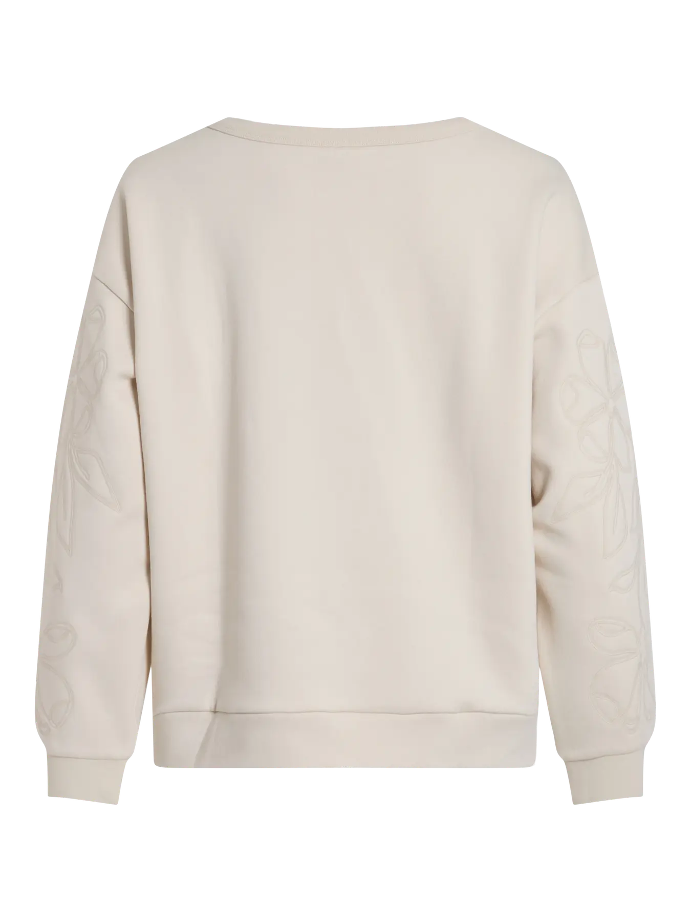 Embroidered Sleeve Sweatshirt Cream