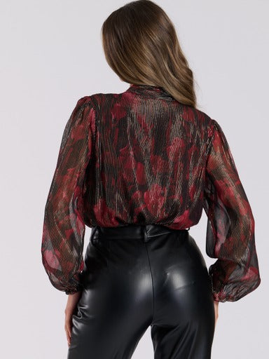 Mimi Metallic Blouse Claret