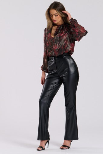 Mimi Metallic Blouse Claret