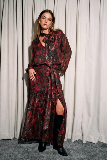 Mimi Metallic Skirt Claret