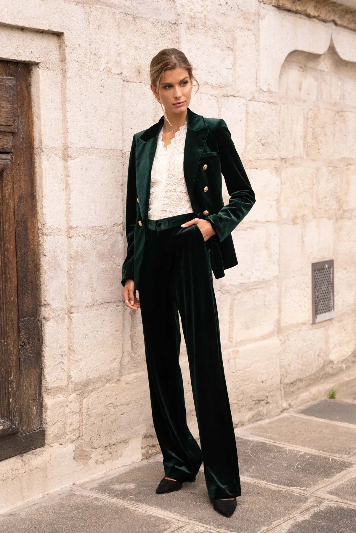 The Edit Velvet trousers Emerald